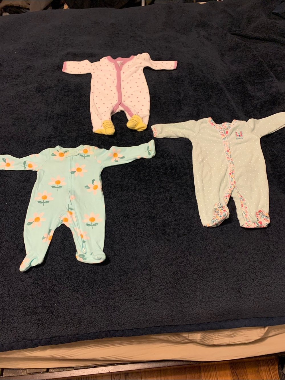 Soft Mint Floral Baby One-Piece Footed Pajamas